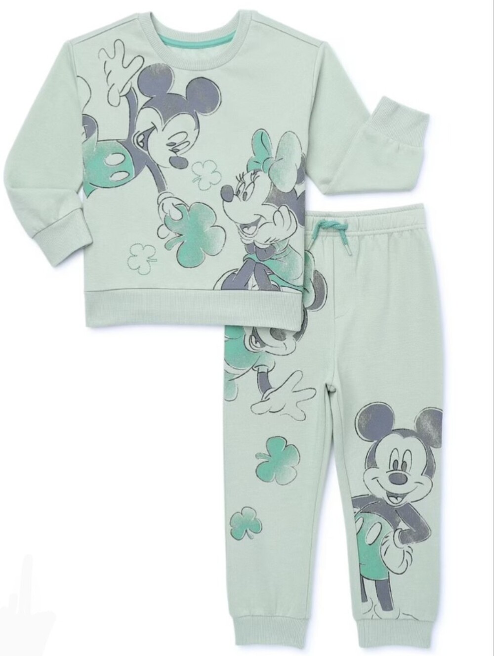 Disney Minnie and Mickey Toddler Girls St. Patrick's Day Pullover & Joggers Set